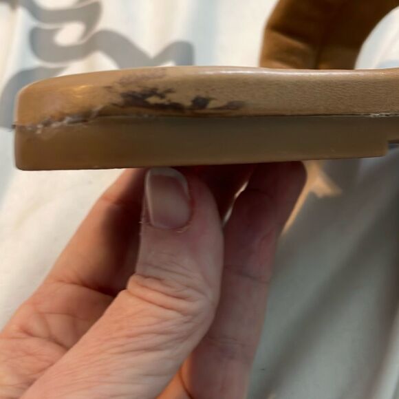 Steve Madden Wizen Sandal Tan Suede Textured Leather Slide Slip-On Flat 8 - Picture 10 of 10